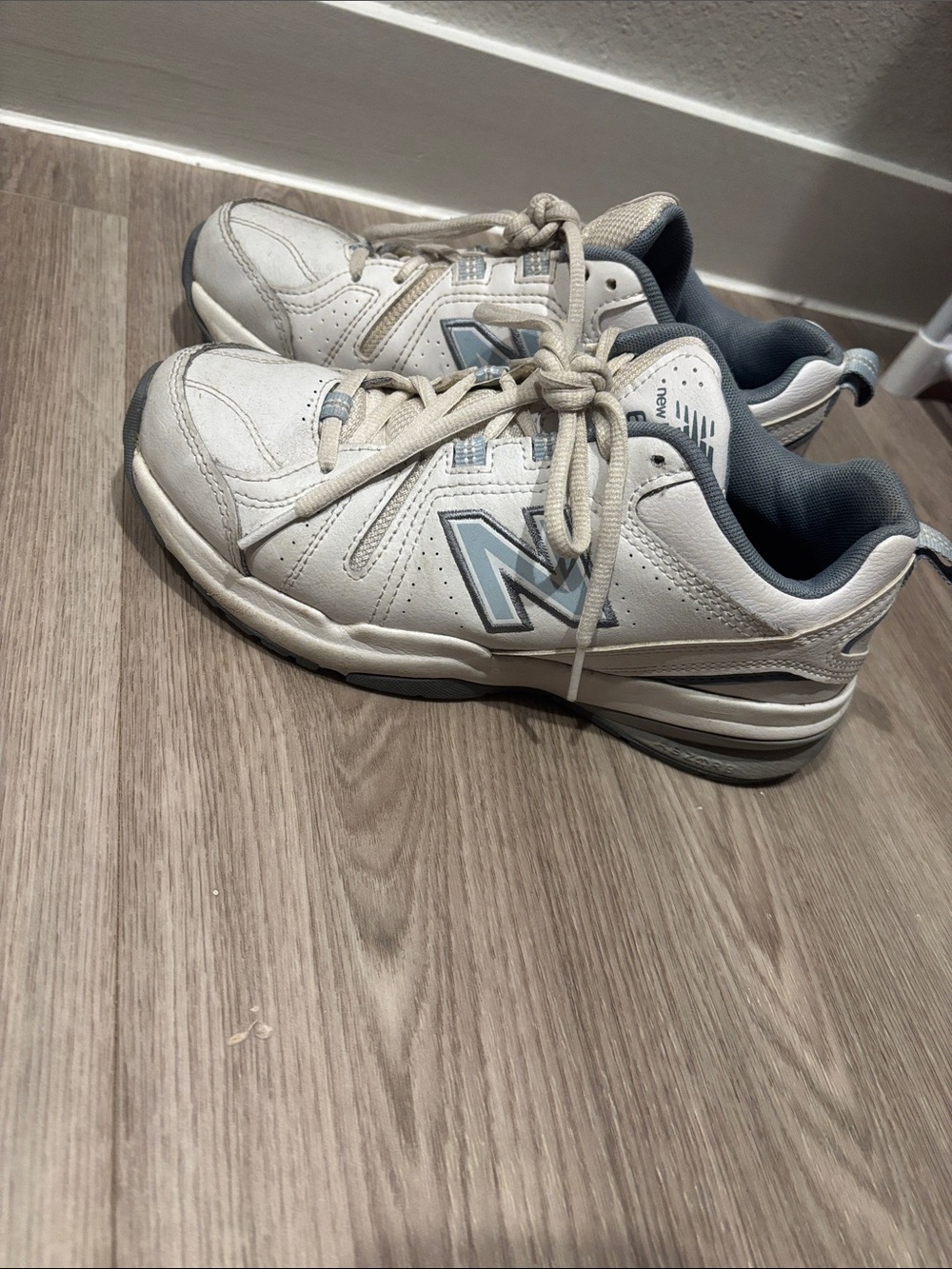 New Balance Kids White and Gray Athletic Sneakers